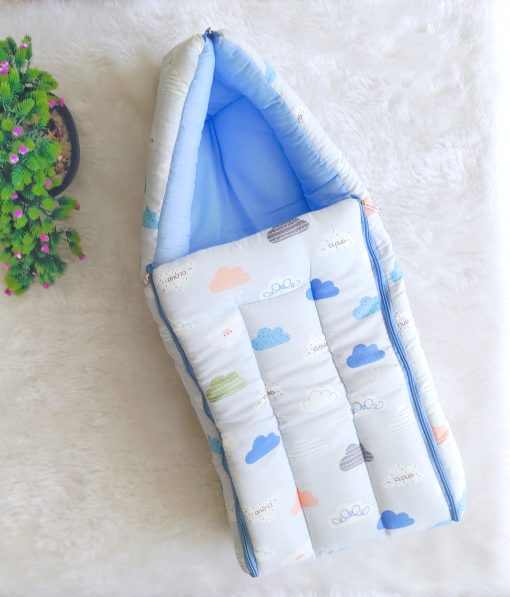 Muslin Cotton Kangaroo Wrapper - VCKW02 - Blue and Colorful Cloud