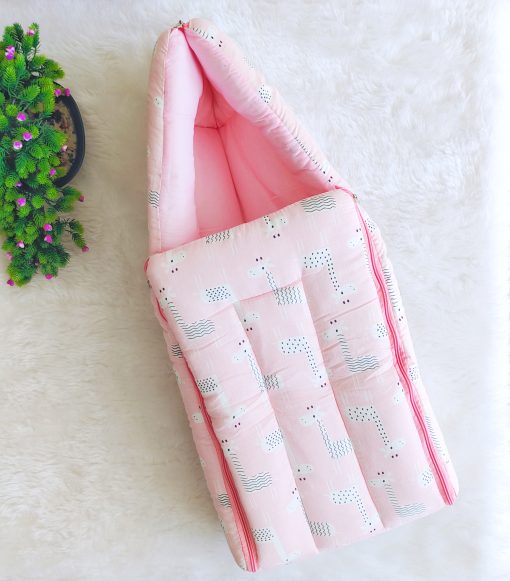 Muslin Cotton Kangaroo Wrapper - VCKW02 - Pink and Black Lines Giraffe