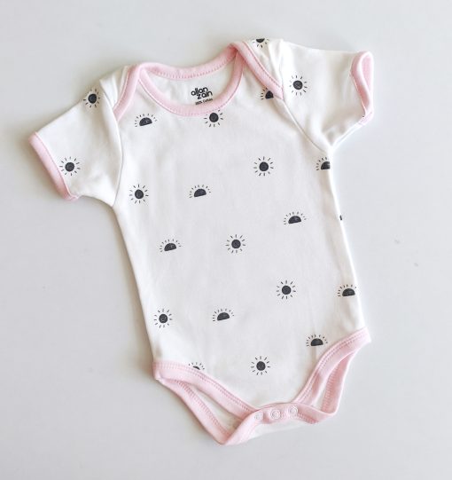 Romper/Onesie - AZBS - Pink Boarder With Black Sun