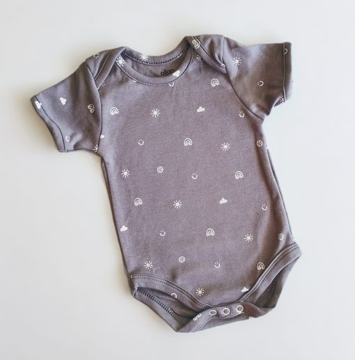 Romper/Onesie - AZBS - Grey With White Sun and Rainbow