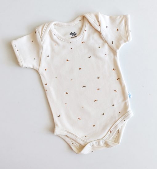 Romper/Onesie - AZBS - Cream With Brown Moon and Star