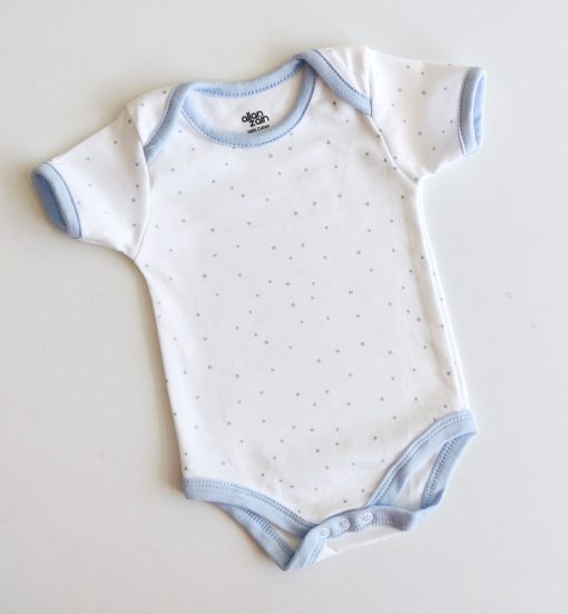 Romper/Onesie - AZBS - White With Blue Boarder and Blue Star