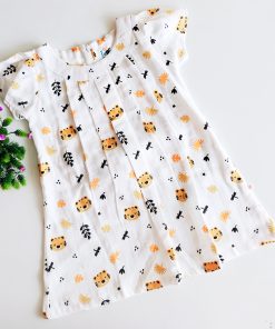 Organic Muslin Half Sleeve Cotton Frock - FIFKHS - Tiger