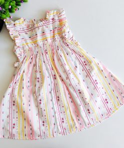 Girls Frock - JLX - Color Strip and Rose Small Flower
