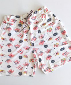 Girls Daily Wear Shorts - White With Dog Head