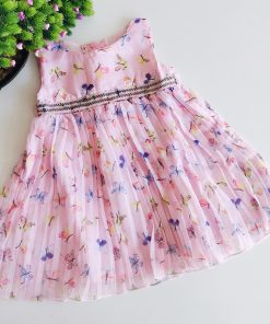 Girls Frock - JLX - Pink Colorful Butterfly