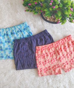 Girls Panty Shorts - Pack of 3 - BLGN - Sky blue + Dark blue + Orange