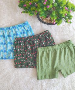 Girls Panty Shorts - Pack of 3 - BLGN - Sky blue + Dark green + Light green