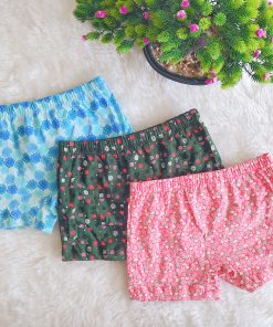 Girls Panty Shorts - Pack of 3 - BLGN - Sky blue + Green + Pink