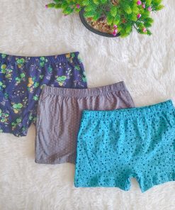 Girls Panty Shorts - Pack of 3 - BLGN - Dark blue + Grey + Blue