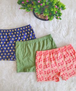 Girls Panty Shorts - Pack of 3 - BLGN - Orange + Green + Dark blue
