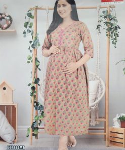 Casual Feeding Kurti - MCFK -Coffee Brown with Pink Flower