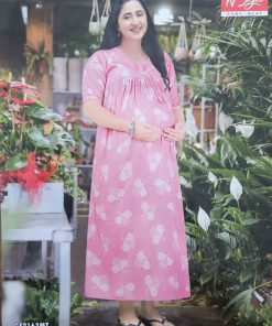 Casual Feeding Kurti - MCFK - Pink With White Print