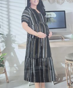Casual Feeding Kurti - MCFK - Black with White Stripe