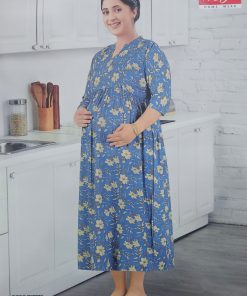 Casual Feeding Kurti - MCFK - Blue with Beige Floral Print