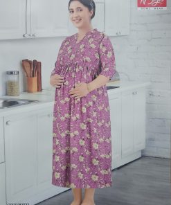 Casual Feeding Kurti - MCFK - Pink with Beige Floral Print