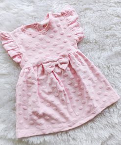 Knitted Cotton Daily Wear Frock - DFK- Pink