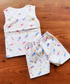 Vest and Shorts - NRVSL - Off White Color Penicil