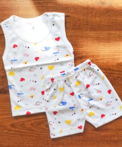 Vest and Shorts - NRVSL - Heart and Smiley White