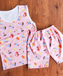 Vest and Shorts - NRVSL - Pink Helicopter and Boat