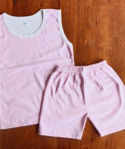 Vest and Shorts - NRVSL - Pink White Stripe