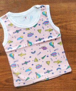 Vest Sleeveless - Pink Helicopter and Parachute - VT1