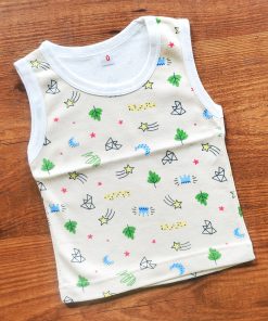 Vest Sleeveless - VSL - Light Peach with Flying Star and Leaf