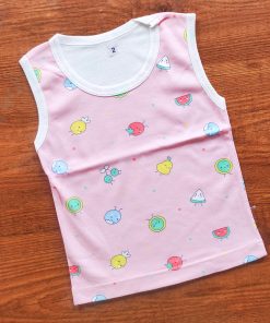 Vest Sleeveless - VSL - Pink with Vegetables and Fruits