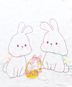 Cotton Swaddle - SW1- 115x115 cm - Two Rabbit and Butterfly