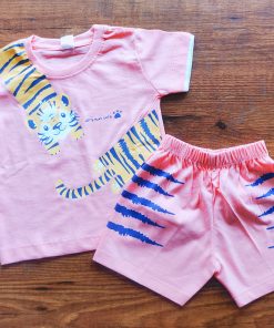 T-shirt and Shorts Set - TSH - Tiger - Pink