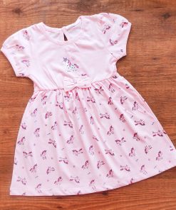 Girls Daily Wear Frock - DFK - Unicorn - Pink