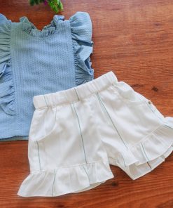 Top and Shorts - GTS - Blue Top and White Shorts