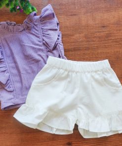 Top and Shorts - GTS - Purple Top and White Shorts