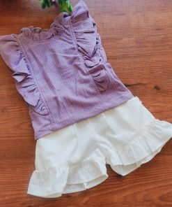 Alternative view of Top and Shorts - GTS - Purple Top and White Shorts