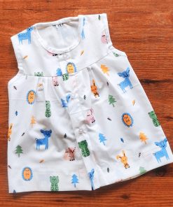 Cotton Frock - DFK - Blue Bear and Orange Rabbit