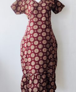 Alternative view of Maternity/ Feeding dress - PPMFK - Color with Cream Round Floral - Maroon
