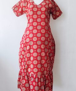 Alternative view of Maternity/ Feeding dress - PPMFK - Color with Cream Round Floral - Red
