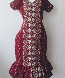 Alternative view of Maternity/ Feeding dress - PPMFK - Color with Front Box Print - Maroon