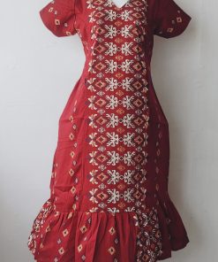 Alternative view of Maternity/ Feeding dress - PPMFK - Color with Front Box Print - Red