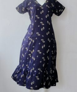 Alternative view of Maternity/ Feeding dress - PPMFK - Color with Mango Print with Leaf - Dark Blue