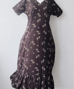 Alternative view of Maternity/ Feeding dress - PPMFK - Color with Mango Print with Leaf -  Coffee Brown