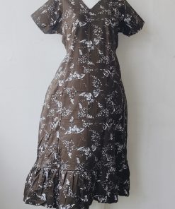 Alternative view of Maternity/ Feeding dress - PPMFK - Color with White Print - Dark Brown or Umber