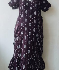 Maternity/ Feeding dress - PPMFK - Color with Mango Print - Coffee Brown - Image 2