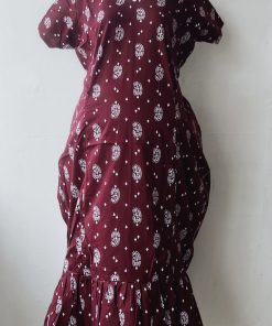 Alternative view of Maternity/ Feeding dress - PPMFK - Color with Mango Print - Dark  Maroon
