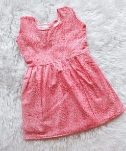 Cotton Daily Wear Frock - DFK - Thick Dots Print - Red