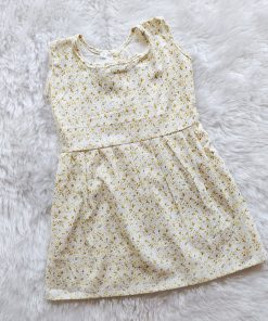 Cotton Daily Wear Frock - DFK - Mustard Yellow with Thick Floral