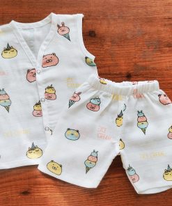 Muslin Cotton Jhabla and Shorts Set - Rabbit Ice Cream - JS1
