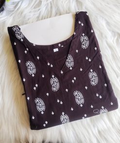 Maternity/ Feeding dress - PPMFK - Color with Mango Print - Coffee Brown