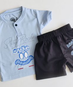 T-shirt and Shorts Set - TSH - Blue and Black