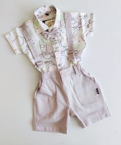 Boys Suspender with Cap - BSH - Light Lavender